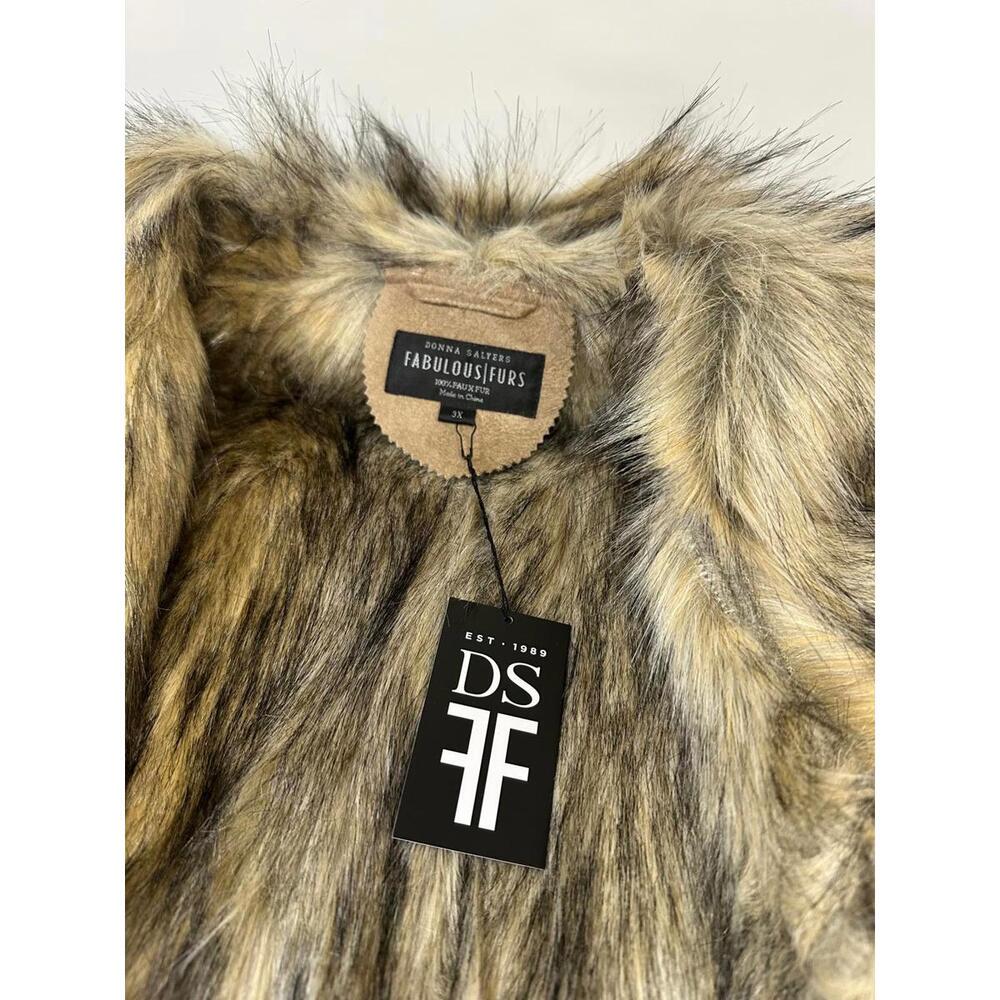 Fabulous Furs Long Faux Fur Trimmed Coat for Women 3X - Picture 7 of 8